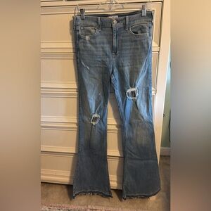 Vintage Y2K Hollister Light Blue Distressed Flare Jeans